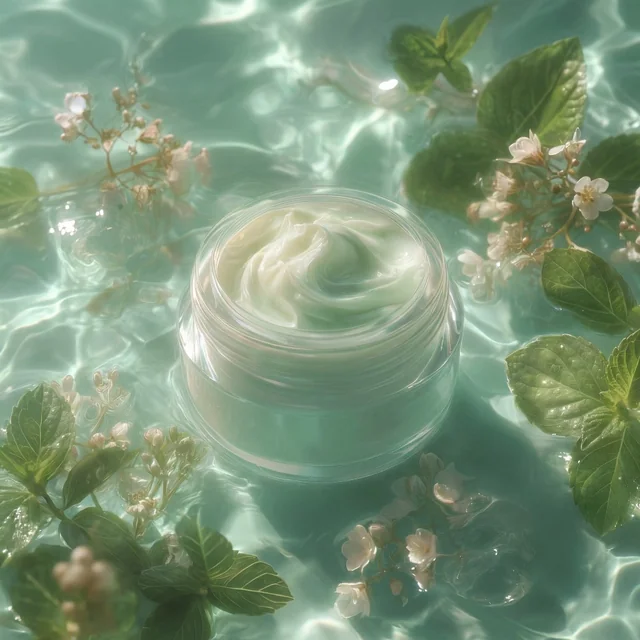 Private label face cream with soft botanical styling